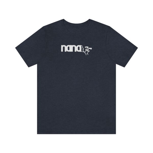 Heather navy T-shirt with Nana in American Sign Language in white lettering