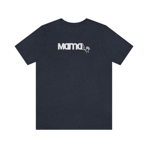 Heathered black T-shirt with Mama in American Sign Language in white lettering