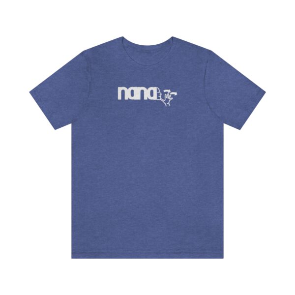Heather royal blue T-shirt with Nana in American Sign Language in white lettering