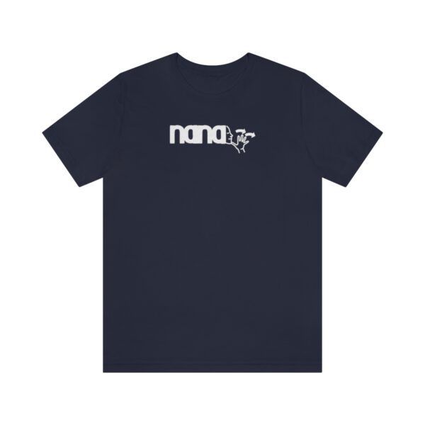 Navy blue T-shirt with Nana in American Sign Language in white lettering