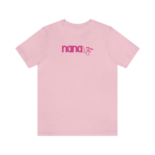 Light pink T-shirt with Nana in American Sign Language in dark pink lettering