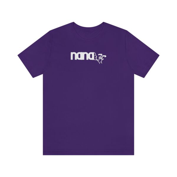 Purple T-shirt with Nana in American Sign Language in white lettering