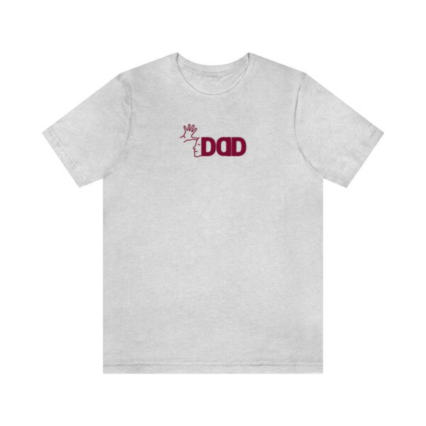 Light gray T-shirt with Dad in American Sign Language in Maroon red lettering