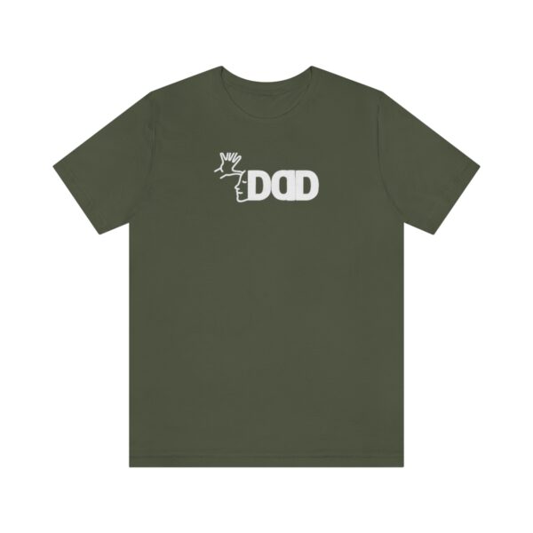 Army green T-shirt with Dad in American Sign Language in white lettering