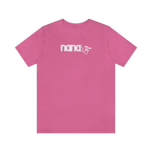 Dark pink T-shirt with Nana in American Sign Language in white lettering
